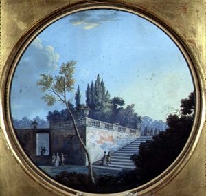 Klasszikus kert, esetleg Versailles-ban (akvarell és gouache papíron) alkotó: Jean Baptiste Marechal