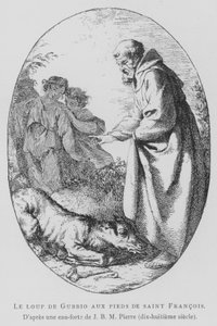 Gubbio farkasa Assisi Szent Ferenc lábánál (fotó) alkotó: Jean Baptiste Marie (after) Pierre