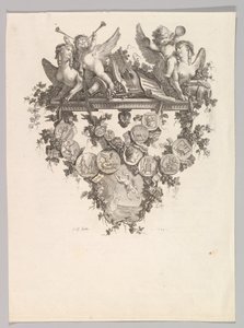 Vignetta szfinxekkel és puttival, 1779. alkotó: Jean Baptiste Marie Huet