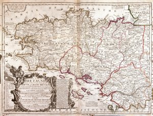 Bretagne térképe (Franciaország) alkotó: Jean Baptiste Nolin