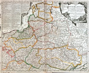 Lengyelország és Litvánia térképe (metszet alkotó: Jean Baptiste Nolin