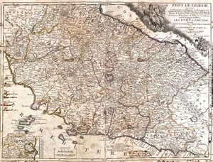 Az olaszországi egyházi területek térképe (rézkarc alkotó: Jean Baptiste Nolin