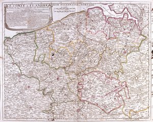 Flandria megye (a mai Nyugat- és Kelet-Flandria Belgium) térképe (metszet