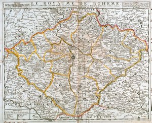 A Cseh Királyság térképe (Cseh Köztársaság) (metszet