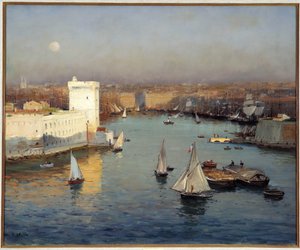 Kilátás a régi marseille-i kikötőre Jean Baptiste Olive (1848-1936) Pharo festményéről Dim. 50x73 cm Kötelező megemlítés: Collection Foundation regards de provence, Marseille alkotó: Jean Baptiste Olive