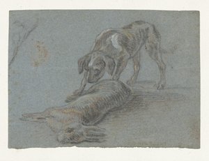 Kutya egy lőtt nyúl alkotó: Jean Baptiste Oudry (possibly)
