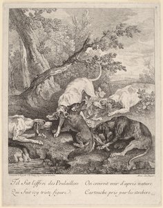 A kutyák által megtámadt róka alkotó: Jean Baptiste Oudry