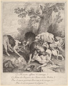 A kutyák által megtámadt farkas alkotó: Jean Baptiste Oudry