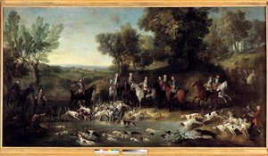 XV. Lajos király szarvasra vadászik a Saint Germain-i erdőben 1730-ban Jean Baptiste Oudry (1686-1755) festménye 1730 Toulouse, Musee des Augustins alkotó: Jean Baptiste Oudry