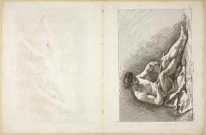 Ábra (recto és verso), az Akadémiák figuráinak második könyvéből, amelyet részben a Királyi Akadémia professzorai véstek alkotó: Jean Baptiste Perronneau