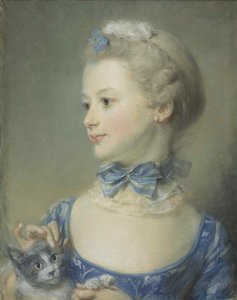A kislány Marie-Anne Huquier macskával, 1747.