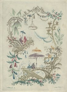 Chinoiserie a kínai arabeszk jegyzetfüzetek új csomagjából, 1790-99. alkotó: Jean Baptiste Pillement