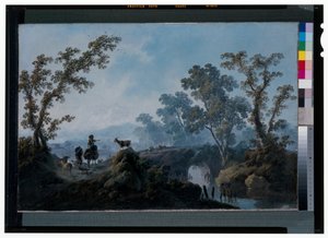 Táj pásztorokkal alkotó: Jean Baptiste Pillement
