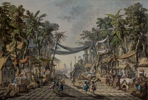 Piaci jelenet egy képzeletbeli keleti kikötőben, c. 1764 (olaj, vászon) alkotó: Jean Baptiste Pillement