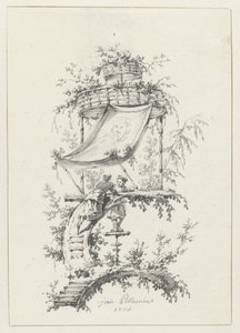 Díszkompozíció chinoiserie stílusban Dísztárgyak chinoiserie stílusban a Deuxième Cahier de six Baraques Chinoises számára (sorozat címe) alkotó: Jean Baptiste Pillement