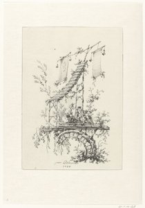 Díszkompozíció chinoiserie stílusban Dísztárgyak chinoiserie stílusban a Deuxième Cahier de six Baraques Chinoises számára (sorozat címe) alkotó: Jean Baptiste Pillement