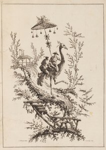 Strucc Rirders, tányér a Chinoiserie-ábrázolások halmazából alkotó: Jean Baptiste Pillement