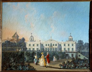 Kilátás a lisszaboni Benfica kertjére. Jean Pillement (1728-1808) festménye