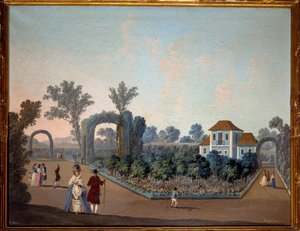 Kilátás a lisszaboni Benfica kertjére 1785-ben Jean Pillement (1728-1808) akvarellje 1785 Párizs, Dekoratív művészetek alkotó: Jean Baptiste Pillement