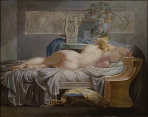 Sappho (630-580 avant JC) - Sappho, Regnault, Jean Baptiste (1754-1829). Olajfestmény. Mérete: 42x53 cm. Nemzeti Múzeum Stockholm