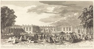 Trianon kilátása a Versailles-i parkban a Cote de l