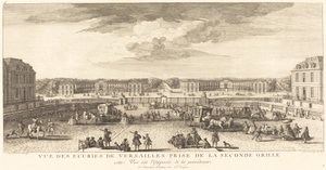 Kilátás a versailles-i istállóra a második kapuból