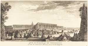 Kilátás a Versailles-i palotára a kápolnával szembeni terasz oldaláról