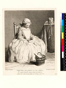 Kislány az ebédjével (La Petite Fille aux Cerises) vésette Charles Nicolas Cochin I (1688-1754) 1738 (rézkarc és metszet) alkotó: Jean-Baptiste Simeon (after) Chardin