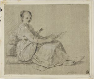 Mezítlábas nő a földön ülve alkotó: Jean-Baptiste Simeon Chardin