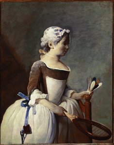 Lány ütővel és tollaslabdával (olaj, vászon, 1737 körül) alkotó: Jean Baptiste Simeon Chardin