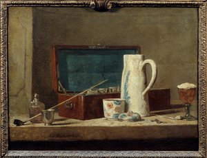Pipák és vázák iváshoz vagy dohányzáshoz Jean Baptiste Simeon Chardin festménye (1699-1779) 18. század V. 0,32 x 0,42 m. Párizs. Louvre múzeum alkotó: Jean Baptiste Simeon Chardin