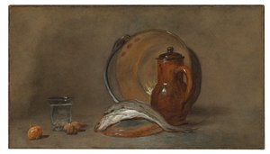 Csendélet hallal és rézfazékkal alkotó: Jean Baptiste Simeon Chardin