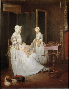 A szorgos anya, 1740 körül alkotó: Jean-Baptiste Simeon Chardin