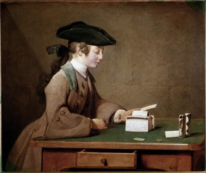Kártyavár (olaj, vászon alkotó: Jean Baptiste Simeon Chardin