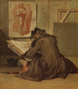 Fiatal diák rajz (olaj tölgyre) alkotó: Jean Baptiste Simeon Chardin