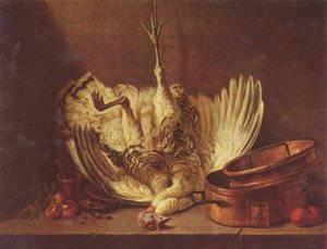 Csendélet lógó pulykával alkotó: Jean-Baptiste Simeon Chardin