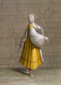 Szép lány, 72. tábla Charles de Ferriol „Levante különböző nemzeteit ábrázoló száz lenyomat gyűjteményéből”, vésett J. de Franssieres, 1707-08 alkotó: Jean Baptiste Vanmour
