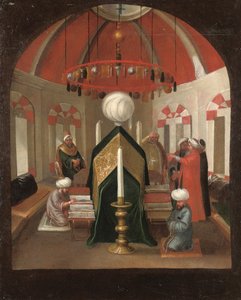 Török mauzóleum alakokkal egy szultán sírjánál alkotó: Jean Baptiste Vanmour