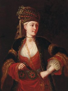 Hölgy, háromnegyed hosszúságú, keleti jelmezben alkotó: Jean Baptiste Vanmour