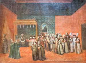 III. Ahmed szultán európai nagykövetet fogad, 1725 körül (olaj, vászon) alkotó: Jean Baptiste Vanmour