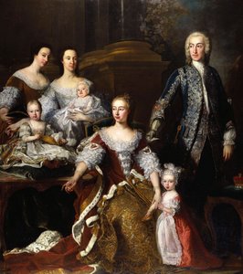 Szász-Gothai Augusta, walesi hercegnő családjával és háztartásával, 1739