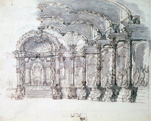 Díszlet a „Proserpine” opera c1680-hoz alkotó: Jean Berain, Jean Baptiste Lully