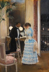 Beraud, Jean (1849-1936) beszélgetése. Olaj, vászon, méret: 55,9x39,3, , Magángyűjtemény alkotó: Jean Beraud