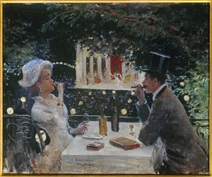 Vacsora a nagyköveteknél. Jean Beraud (1849-1935) festménye, XX. Olaj, fa. Mérete: 0,37 x 0,45 m. Párizs, Musee Carnavalet. alkotó: Jean Beraud