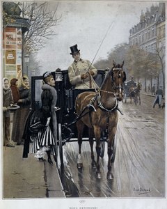 Elegáns nő hintón Párizsban: „Mi visszatérők” – Jean BERAUD (1849 - 1935) illusztrációja, 19. század vége. alkotó: Jean Beraud
