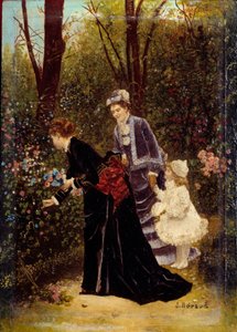 A kertben. Jean Beraud festménye (1849-1935) alkotó: Jean Beraud