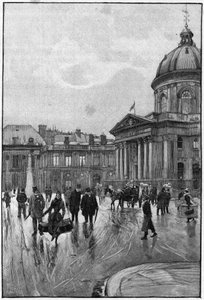 századi párizsi jelenet: a bal part az Institut de France-val. Flórián metszete Beraud festményéről. 19. század vége. „A világ fővárosai: Párizs” című részben. alkotó: Jean Beraud