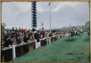 Futamok Longchampban; a célba érkezés alkotó: Jean Beraud