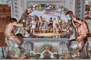 Acete, akit két katona tart fogva, elmeséli Bacchus tetteit Pentheusnak és harcosai kíséretének.