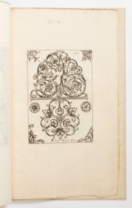 12. tábla, a Diverses pièces de serruriers-től (különféle kivitel lakatosoknak) alkotó: Jean Bérain the Elder